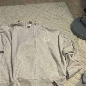 PINK Light Gray Zip-Up Hoodie